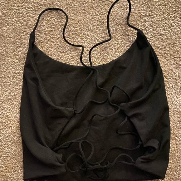 open back black crop top! slightly used :) - Picture 2 of 3